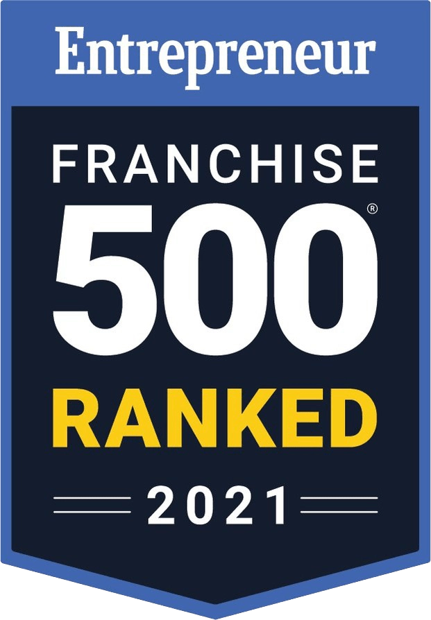 Entrepreneur magazine badge reads: Franchise 500 Ranked for 2021