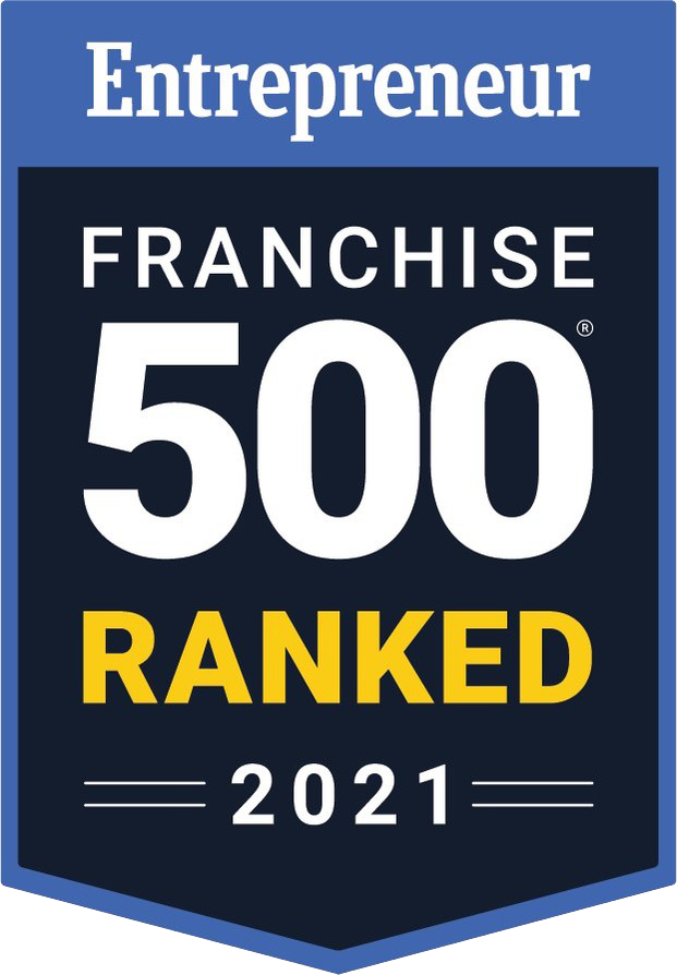 Entrepreneur magazine badge reads: Franchise 500 Ranked for 2021