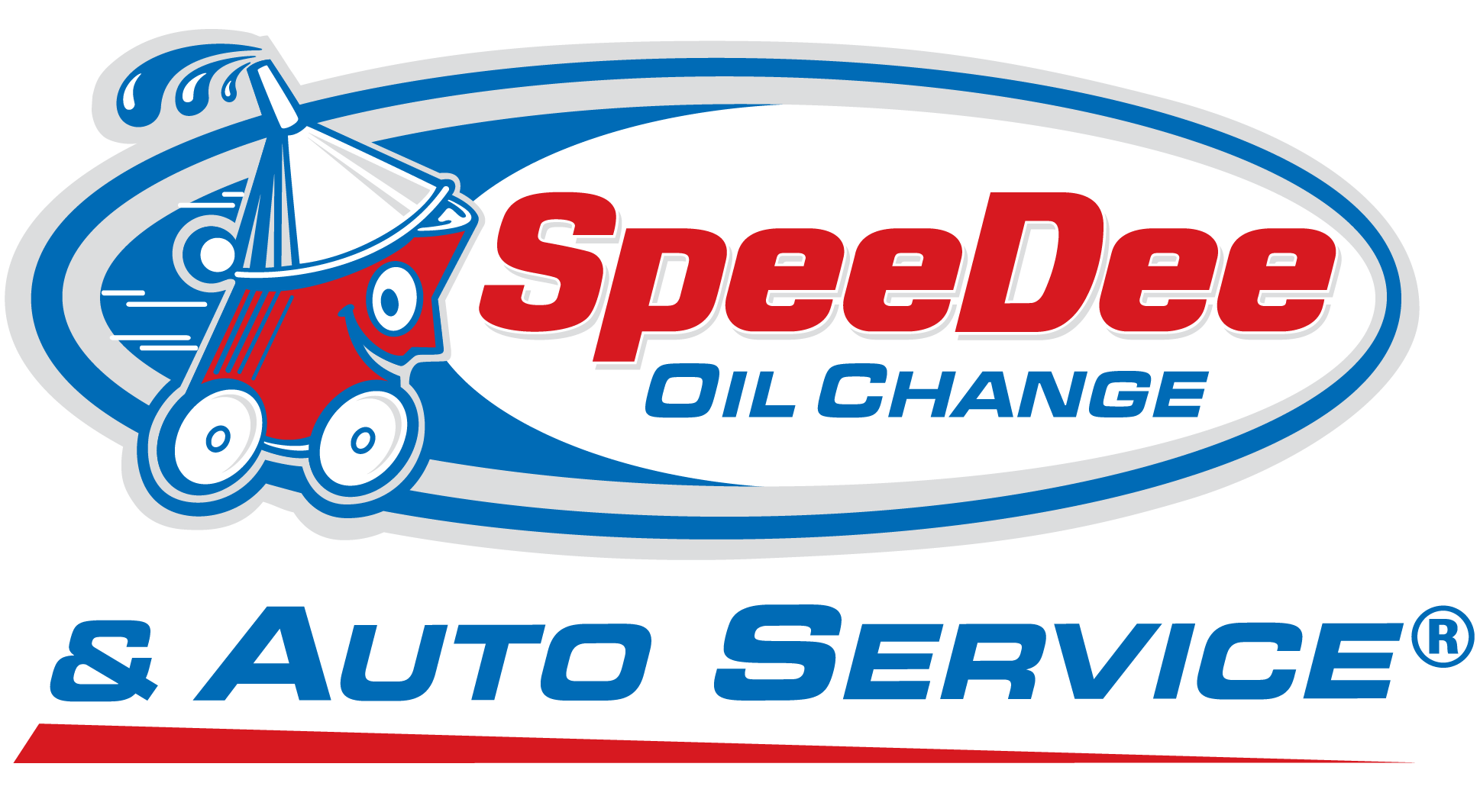 Old SpeeDee Oil Change logo shows Mr. Speedy, an anthropomorphic car wearing an oil funnel as a hat.